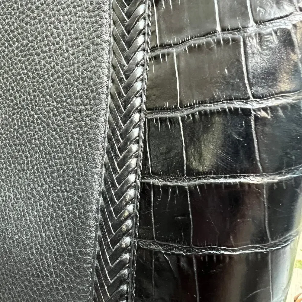 Brighton Black Croc-Embossed Leather Tote Bag A424072